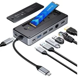 USB Hub (OM28PR-G2-BK-EP) Type-C + HDMI + PD + RJ45 + NVME