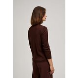 Marisse Brown Metallic Thread V-Neck Sweater | ePonuda.com