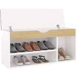 vidaXL klupa za cipele s jastukom bijela/hrast 104x30x49 cm od iverice | shoptok.hr