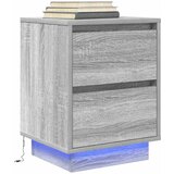 vidaXL Noćni ormarić s LED svjetlima siva boja hrasta 38x34x50 cm Cijene