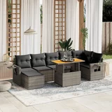 vidaXL 8-dijelni set vrtnih sofa od poliratana s jastucima sivi