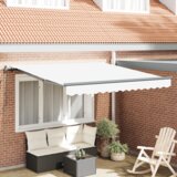vidaXL Ročni retraktibilni senčnik bel 350 x 250 cm, Zamenjava tkanine za senčnik za okvir 3,5 x 2,5 m bel | Shoptok.si