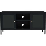 TV ormarić crni 105 x 35 x 52 cm od čelika i stakla | Eponuda.com