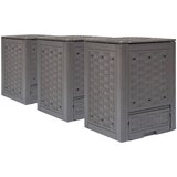 vidaXL Vrtni kompostnik 3 kosi rjave barve 60x60x83 cm 900 L cene