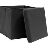 vidaXL škatle za shranjevanje s pokrovi 10 kosov črne 32x32x32cm blago | Shoptok.si
