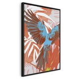  Slika - Exotic Wings - Parrot Among Abstract Leaf Patterns 80x120 U crnom drvenom okviru | shoptok.hr