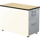 mauser Predalnik na kolesih, VxG 573 x 800 mm, 1 predal za material, 1 predal za obešalne mape, čisto bele / aluminijasto srebrne barve / javor | Shoptok.si