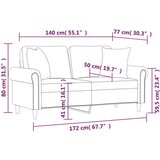  Dvosjed s ukrasnim jastucima sivi 140 cm od umjetne kože | shoptok.hr