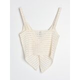 Sinsay Ažurni crop top s dekorativnim naborima | shoptok.hr