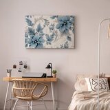  Slika - Turquoise Flowers in Retro Ambience Floristic Ornaments 60x40 | shoptok.hr