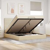 vidaXL Otomanski posteljni okvir z vzmetnico krem 160x200 cm blago, (21653453) | Shoptok.si