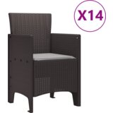 vidaXL 15-delni set jedilnega pohištva s blazinami Rjava poli ratan | Shoptok.si
