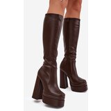 Boto Insulated women's boots on heel and platform chocolate Lysara | shoptok.hr
