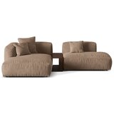 Micadoni Svetlo rjava kotna sedežna garnitura iz tkanine bouclé (levi kot) Martina – Home | Shoptok.si