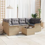 vidaXL 7-dijelni set vrtnog kauča s jastučićima Bež Poli ratan | shoptok.hr