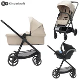 Kinderkraft otroški voziček 3v1 newly™ sand beige + mink™ pro