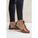 Nobo Leather Ankle Boots On A Flat Heel Brown Zazoo 4078 | shoptok.hr