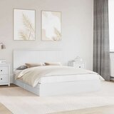  Postelja s shranjevanjem Bela 160 x 200 cm Konstruiran les, (5000105603) | Shoptok.si