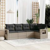Maison Chic Seti vrtnega pohištva - Vrtna garnitura - Vrtni pohištvo set 5-delna z blazinami siv poli ratan, (21816186) | Shoptok.si