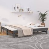  Dnevni ležaj na izvlačenje sivi 2x(100x200) cm masivna borovina | Eponuda.com