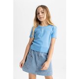Defacto Girls Slim Fit Rib Short Sleeve T-Shirt | shoptok.hr