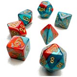 Chessex kockice - gemini - polyhedral - red-teal & gold (7) | ePonuda.com