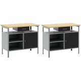 Set radnog stola s ladicama 2 pcs Crna i Siva 200 x 55 x 85 cm | Eponuda.ba