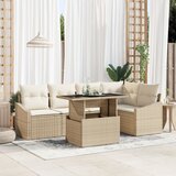 vidaXL 6-delni vrtni sofa set z blazinami Bež Poli ratan Cene