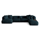 Micadoni Tamno plava kutna garnitura od bouclé tkanine (s desnim kutom/u obliku slova "U") Martina – Home | shoptok.hr
