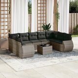 Maison Chic Seti vrtnega pohištva - Vrtna garnitura - Vrtni pohištvo set 10-delna z blazinami siv poli ratan, (21811997) | Shoptok.si