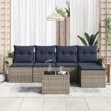  Vrtna sedežna garnitura z blazino 6 pcs Siva Poly ratan, (5000021305) | Shoptok.si