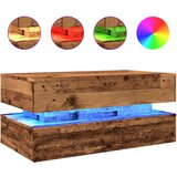 vidaXL Klubska mizica z LED lučkami starinski les 90x50x40 cm, (21824200) Cene