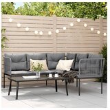 vidaXL Set vrtnih sofa s jastucima crni od čelika i tekstilena | shoptok.hr