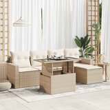 Maison Chic Seti vrtnega pohištva - Vrtna garnitura - Vrtni pohištvo set 6-delna z blazinami bež poli ratan, (21813181) | Shoptok.si