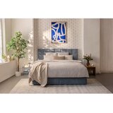 Bonami Selection Plavi tapecirani bračni krevet s prostorom za pohranu s madracem/letvičastim okvirom 180x200 cm Thessa Bold Line - | shoptok.hr