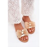 Boto Ladies flat sandals with tulle bow gold Tanira | Shoptok.si