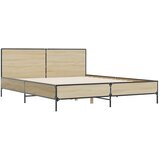  Okvir za krevet boja hrasta 140x190cm konstruirano drvo i metal Smeđa 140 x 190 cm? | Shoptok.si