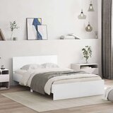  posteljni okvir z vzglavjem, inženirski les, bela, 120×190 cm | Shoptok.si