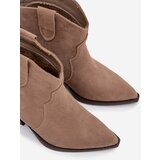 Boto Slip-on Women's Cowboy Boots Made of Natural Suede Beige Beretta | shoptok.hr