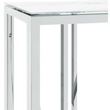 vidaXL Konzolna mizica srebrna 110x30x70 cm nerjaveče jeklo in steklo | Shoptok.si