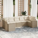 Maison Chic Seti vrtnega pohištva - Vrtna garnitura - Vrtni pohištvo set 7-delna z blazinami bež poli ratan, (21807563) | Shoptok.si