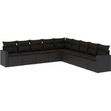 vidaXL 9-dijelni set vrtnih sofa s jastucima crni od poliratana | shoptok.hr