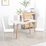 HOMCOM Komplet 4 jedilnih stolov z visokim naslonjalom, moderni stoli iz umetnega usnja in jekla za kuhinjo in dnevno sobo, 41x50x97 cm, beli, (20753186) Cene