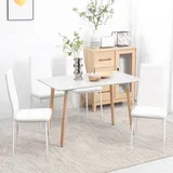 Komplet 4 jedilnih stolov z visokim naslonjalom, moderni stoli iz umetnega usnja in jekla za kuhinjo in dnevno sobo, 41x50x97 cm, beli, (20753186)