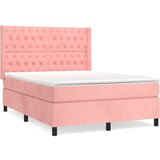 The Living Store Box spring postelja z vzmetnico roza 140x200 cm žamet - Box Spring Postelja, (21488492) | Shoptok.si