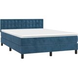 vidaXL Box spring postelja z vzmetnico LED temno modra 140x1 | Shoptok.si