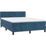 vidaXL Krevet box spring s madracem LED tamnoplavi 140x190 cm baršun | shoptok.hr