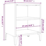  Noćni ormarić s metalnim nogama bijeli 40 x 30 x 50 cm | Eponuda.ba