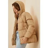 Happiness İstanbul Women's Biscuit Hooded Oversized Puffy Coat