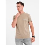 Ombre Cotton T-shirt with print on chest and back - dark beige | Shoptok.si